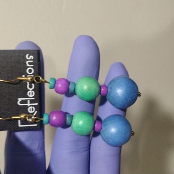 Women's Stunning Gold tone Colorful Various Beads sizes Drop Dangle Earring 2.5" - Picture 5 of 5